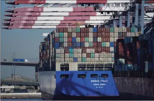  ?? Associated Press ?? A Costco container ship is docked at the Port of Long Beach in California on Oct. 1.