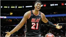 ?? LYNNE SLADKY / AP ?? Heat center Hassan Whiteside reacts to a foul call during a game against the Wizards. Whiteside has been called for four illegal screens this season.
