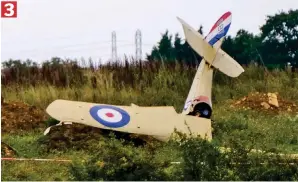  ??  ?? Mangled: The wreckage of the biplane, built in 1969 for a Biggles film