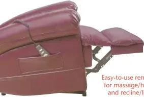  ??  ?? Easy-to-use remote for massage/heat and recline/lift