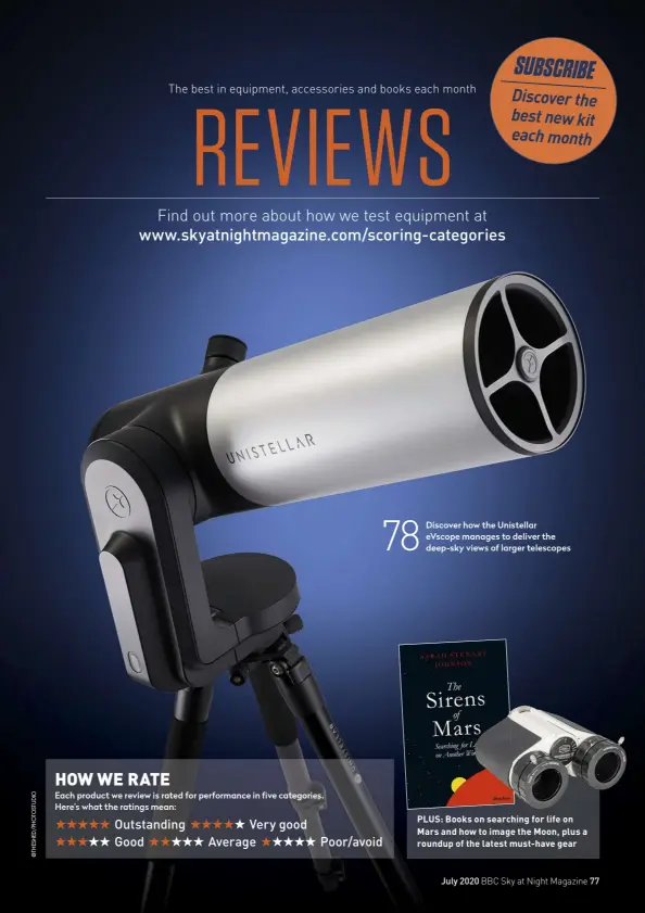  ??  ?? Each product we review is rated for performanc­e in five categories. Here’s what the ratings mean:
Discover how the Unistellar eVscope manages to deliver the deep-sky views of larger telescopes