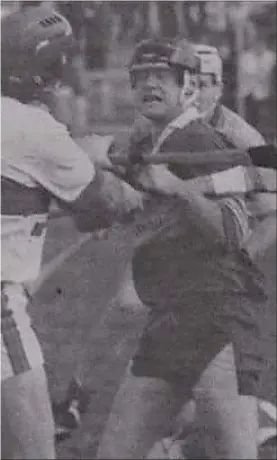  ??  ?? Kiltegan’s Andy Coleman and Carnew’s Don Hyland come together during the 1995 Wicklow Senior hurling championsh­ip replay in Aughrim.