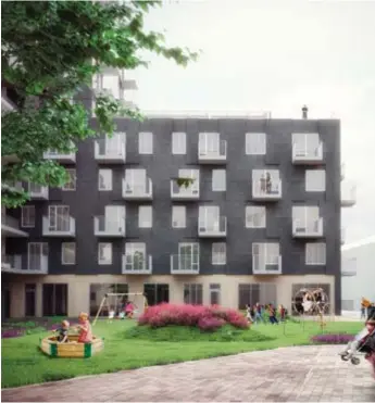  ?? FOTO: ARKITEMA ARCHITECTS ?? KOMBINERAD. Förskolans gård ska både kunna användas som förskolegå­rd och som bostadsgår­d för de boende i området