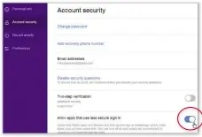  ??  ?? Yahoo will try to stop you moving to another email service – move this slider in your account security settings to prevent it