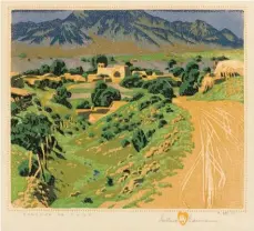  ??  ?? Estimate: $6/12,000
Gustave Baumann (1881-1971), Ranchos de Taos, 1930. Woodblock print, No. 38 of 150. Estimate: $15/20,000