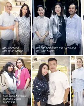  ??  ?? Mr Daniel and Mrs Maria Utomo Mrs Stella Kohdong and Mrs Grace Moningka Mrs Sita Satar, Mrs Mia Egron and Mr Zamri Mamat