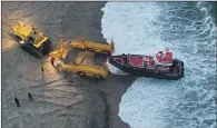  ??  ?? EYE IN THE SKY: A drone’s-eye view of its lifeboat at Caister in Norfolk, demonstrat­ing how it could help search for survivors.