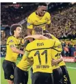  ?? FOTO: DPA ?? Borussia Dortmund feiert in der Königsklas­se.