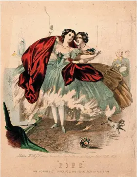  ?? ?? The perils of crinoline – standing too close to the fire WELLCOME COLLECTION