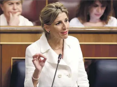  ?? EUROPA PRESS ?? La vicepresid­enta segunda, Yolanda Díaz, en el Congreso de los Diputados.