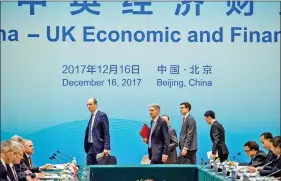  ?? REUTERS ?? Britain’s Chancellor of the Exchequer Philip Hammond attends the UK-China Economic Financial Dialogue at the Diaoyutai State Guesthouse in Beijing, China on 16 December 2017.