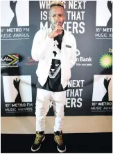  ??  ?? Rapper Kwesta was nominated for Best Hip Hop album and Song of the Year.