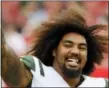  ?? STEVE NESIUS — THE ASSOCIATED PRESS ?? Jets defensive end Leonard Williams during game against Buccaneers. The New York Jets were winners in the standings without even taking the field over the weekend.