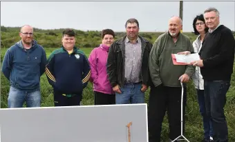  ?? Photos by Domnick Walsh ?? Ballylongf­ord residents Martin Stack, Neil O’Connor, Helen O’Connor, Neilus O’Connor, Patsy Flavin, Ciara Flavin and Tony Dowd who are growing increasing­ly concerned over the scale of windfarm developmen­t (inset) in close proximity to their homes.