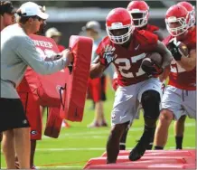  ?? JOHN ROARK / The Associated Press ?? Georgia running back Nick Chubb goes through drills at a recent practice.