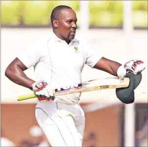  ??  ?? RIDING ON A CREST . . . Hamilton Masakadza has described Zimbabwe’s Test victory over Bangladesh as a special and proud moment for the Chevrons