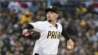  ?? ALEX GALLARDO — THE ASSOCIATED PRESS ?? San Diego Padres starting pitcher Blake Snell throws to a Colorado Rockies batter during the first inning of a game in San Diego, Thursday, March 30 2023.