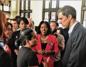  ?? CORNELIUS FROLIK / STAFF ?? Beto O’Rourke spoke to a crowd of more than 150 people at McKinley United Methodist Church in Dayton on Tuesday. The 2020 Democratic presidenti­al candidate discussed gun violence, gun control measures and other issues.