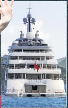  ??  ?? SHIPSHAPE Businessma­n’s £1billion luxury yacht, Eclipse