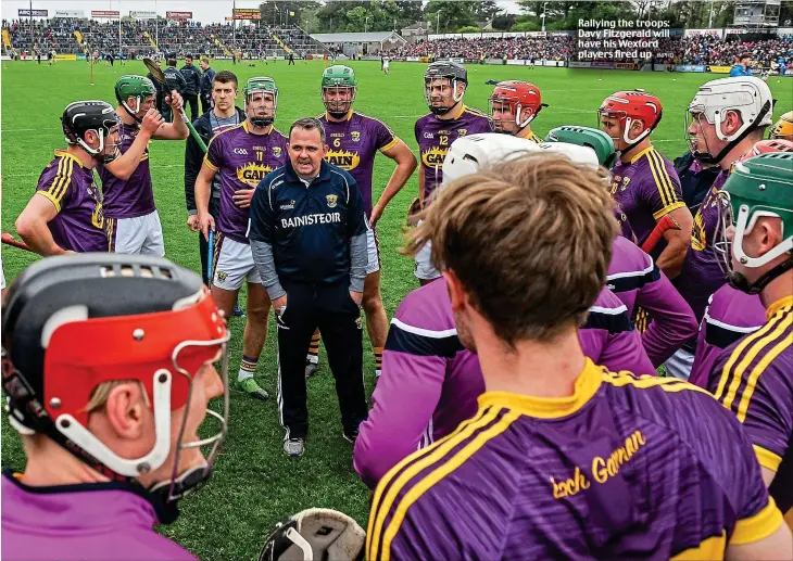  ?? INPHO ?? Rallying the troops: Davy Fitzgerald will have his Wexford players fired up