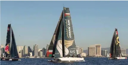  ?? – Lloyd Images ?? RARING TO GO: A file picture of Team Oman Air participat­ing in the Extreme Sailing Series San Diego.