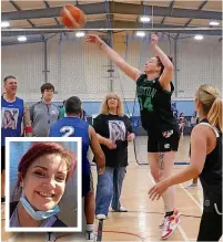  ?? ?? ●●Lynn (Shelley’s mum) throwing the ball up in the air to start the game and (inset) Shelley