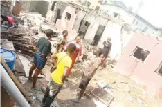  ?? PHOTO: GOODNESS SUNDAY ?? Scene of fire incident in Lagos, yesterday.