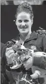  ?? FABRICE COFFRINI / AFP ?? Missy Franklin at the awards ceremony of the 4x200m freestyle relay on Thursday.