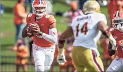  ?? Josh Morgan / Associated Press ?? Clemson quarterbac­k D.J. Uiagalelei will start for the No. 1 Tigers on Saturday night at No. 4 Notre Dame.