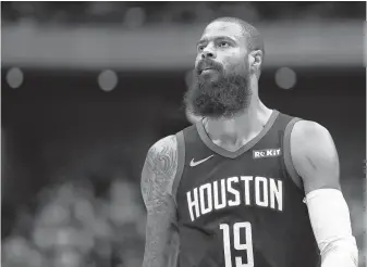  ?? Takashi Aoyama / Getty Images ?? The Rockets added 37-year-old center Tyson Chandler this summer as much for his vocal leadership style and championsh­ip experience as for his rebounding and defense.