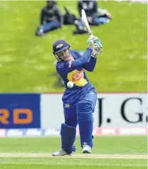  ?? PHOTO: GERARD O’BRIEN ?? Copybook . . . Sparks batswoman Polly Inglis plays a cover drive on her way to 43 not out against the Hinds at the University of Otago Oval in Dunedin yesterday.