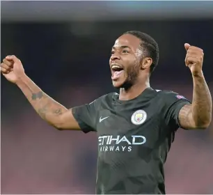  ??  ?? Manchester City striker, Raheem Sterling celebrates after scoring a goal