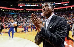  ?? Frank Gunn / Associated Press ?? Detroit coach Dwane Casey, above, has provided a source of comfort to Demar Derozan throughout his period of mourning his father’s death. Casey coached Derozan with Toronto.