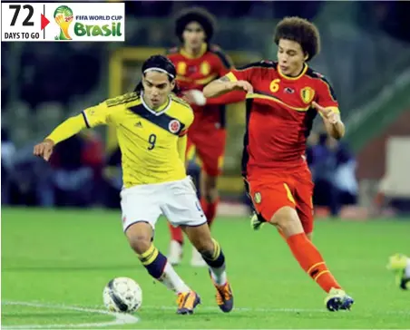  ??  ?? Axel Witsel of Belgium (R) challenges Radamel Falcao of Colombia (L) during the internatio­nal friendly match at King Badouin Stadium on November 14, 2013 in Brussels.