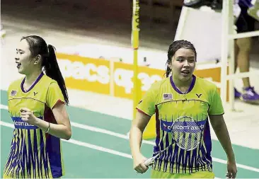  ??  ?? The last hurdle: Toh Ee Wei (right) and Pearly Tan will be up against Liu Xuanxuan-Xia Yuting of China in the girls’ doubles final of the World Junior Championsh­ips today.