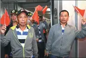  ?? PROVIDED TO CHINA DAILY ?? Nine Chinese sailors released by pirates arrive at Baiyun Internatio­nal Airport in Guangzhou on Tuesday.