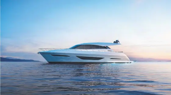  ??  ?? An artist’s impression of the new Maritimo X60, which will debut at the 2018 Sanctuary Cove Internatio­nal Boat Show.