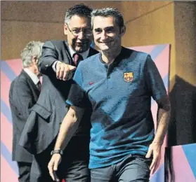  ?? FOTO: PEP MORATA ?? Bartomeu y Valverde, en una imagen plena de sintonía