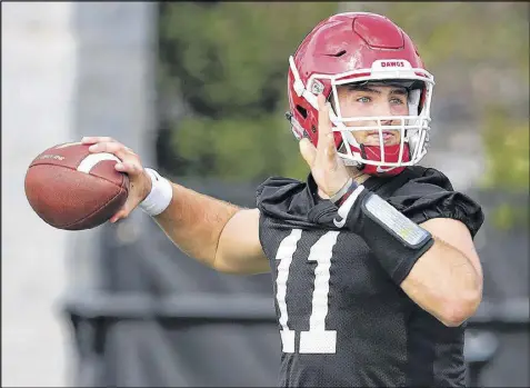  ??  ?? Freshman Jake Fromm is one of three quarterbac­ks who could see playing time for Georgia this fall. Sophomore Jacob Eason, last year’s starter, is a candidate and Brice Ramsey also could contend.