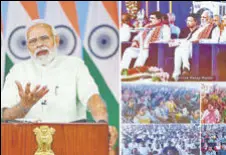  ?? PTI ?? Prime Minister Narendra Modi addresses the 14th foundation day celebratio­n of Maa Umiya Dham on Sunday