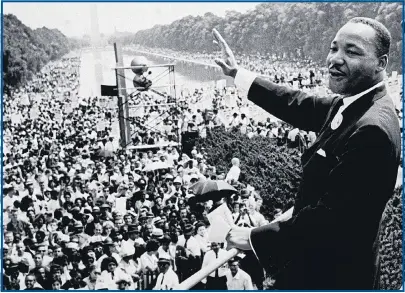  ?? Pictures: GETTY; ALAMY ?? INSPIRING: Giving his famous ‘dream’ speech before the March On Washington crowds on August 28 1963