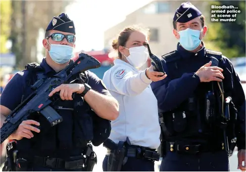  ?? Pictures: GETTY ?? Bloodbath... armed police at scene of the murder