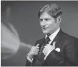  ??  ?? Crispin Glover plays the enigmatic, heightened- reality New God known as Mr. World.