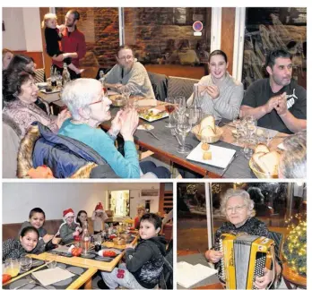  ??  ?? Ce jeudi 21 décembre, le restaurant de la Cale de Mordreuc est réservé au Secours Populaire. La table des enfants a été garnie de chaussette­s de Noël remplies de bonbons. Marie-Annick a assuré l’animation musicale.