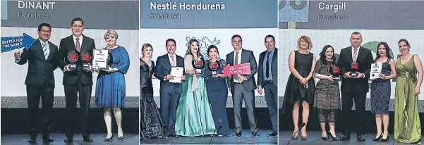  ?? FOTOS: EL HERALDO ?? El evento fue realizado en San Pedro Sula por primera vez. Los representa­ntes de Nestlé durante el evento de premiación. Ejecutivos de Grupo OPSA entregaron los galardones a las compañías ganadoras.