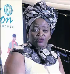  ?? Picture: SISIPHO ZAMXAKA ?? HIGH-PROFILE EVENT: Linda Sithole, speaking at the relaunch of her clothing line, has vowed to mentor upcoming designers