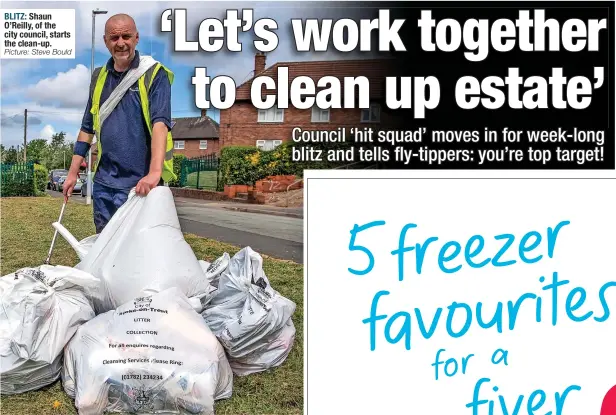  ?? Picture: Steve Bould ?? BLITZ: Shaun O’reilly, of the city council, starts the clean-up.