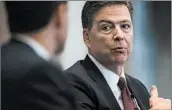  ?? ZACH GIBSON/GETTY-AFP 2016 ?? Text messages between two FBI officials contained praise of former Director James Comey’s handling of the job.