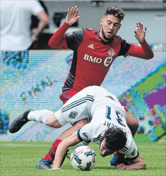  ?? CANADIAN PRESS FILE PHOTO ?? The Whitecaps and TFC will be looking to create some history Wednesday when they clash at BC Place.