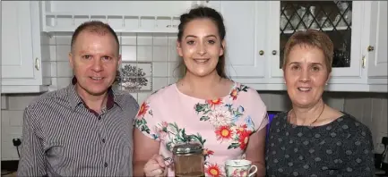  ??  ?? James Kavanagh, Rachel Tobin and Linda Tobin-Kavanagh at a coffee morning at the home of Linda Tobin-Kavanagh in aid of Hospice Homecare.